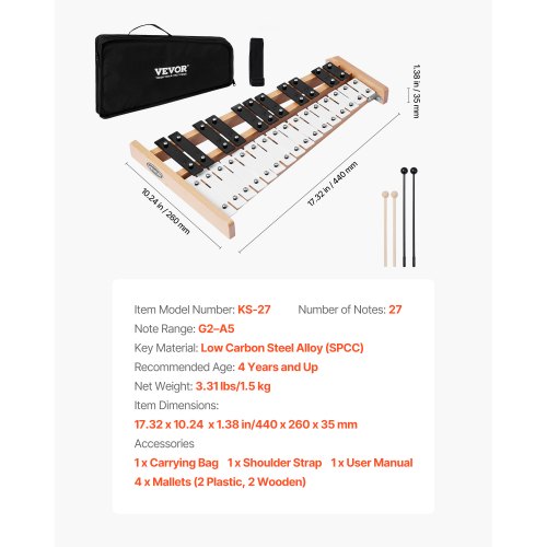 Glockenspiel Xylophone 27 Notes Professional Xylophone Percussion 1