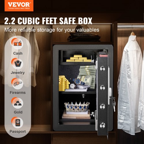 Safe 22 Cubic Feet Home Safe Steel Security Safe with Fingerprint