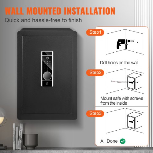 Safe 22 Cubic Feet Home Safe Steel Security Safe with Fingerprint