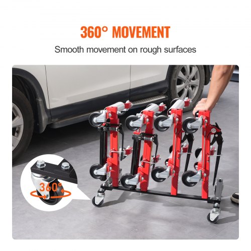 Car Dolly Rack Storage Rack with 360° Rotatable Wheels Hydraulic Ratchet