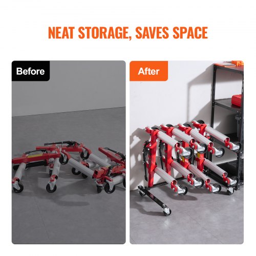 Car Dolly Rack Storage Rack with 360° Rotatable Wheels Hydraulic Ratchet
