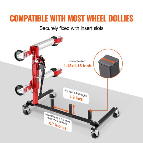 Car Dolly Rack Storage Rack with 360° Rotatable Wheels Hydraulic Ratchet