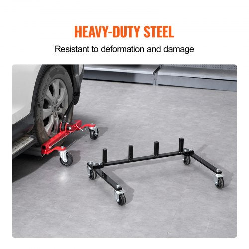 Car Dolly Rack Storage Rack with 360° Rotatable Wheels Hydraulic Ratchet