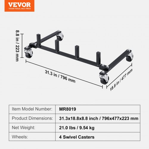 Car Dolly Rack Storage Rack with 360° Rotatable Wheels Hydraulic Ratchet