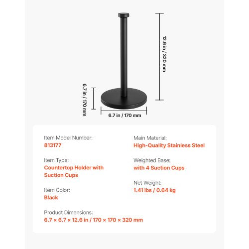 Paper Towel Holder Countertop Stainless Steel Kitchen Paper Towel Stand