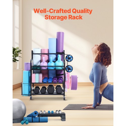 Yoga Mat Storage Rack Home Gym Workout Equipment Organizer Powder Coated