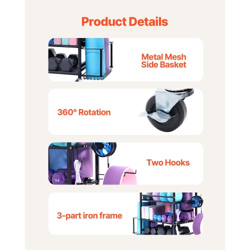 Yoga Mat Storage Rack Home Gym Workout Equipment Organizer Powder Coated