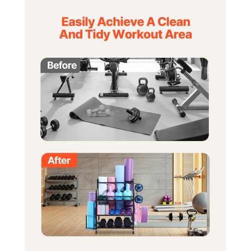 Yoga Mat Storage Rack Home Gym Workout Equipment Organizer Powder Coated