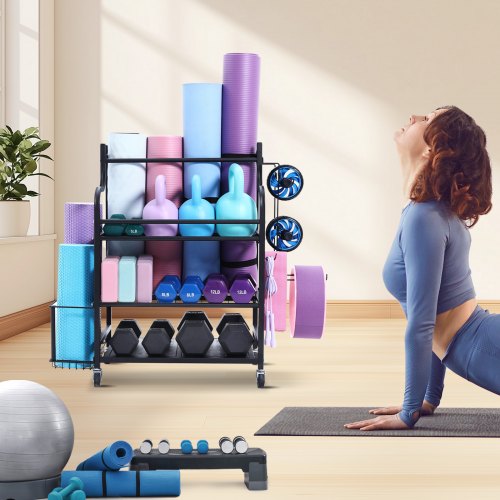 Yoga Mat Storage Rack Home Gym Workout Equipment Organizer Powder Coated
