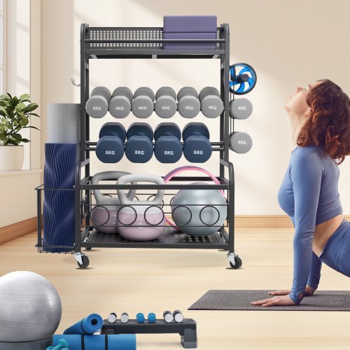Yoga Mat Storage Rack Home Gym Workout Equipment Organizer Powder Coated 1