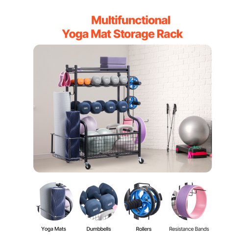 Yoga Mat Storage Rack Powder Coated Finish Steel Yoga Mat Holder Home Gym