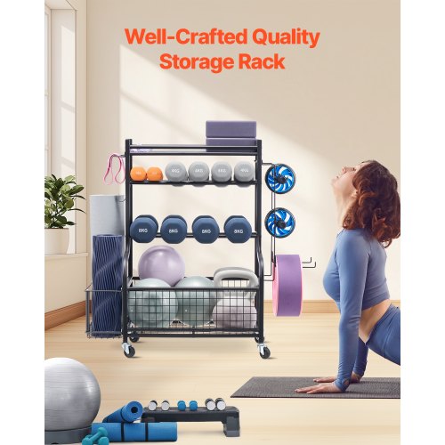 Yoga Mat Storage Rack Powder Coated Finish Steel Yoga Mat Holder Home Gym