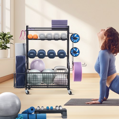 Yoga Mat Storage Rack Powder Coated Finish Steel Yoga Mat Holder Home Gym
