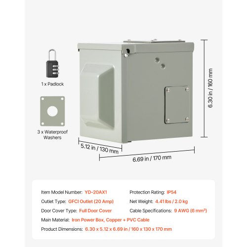 Outdoor Electrical Outlet Box 20 AMP GFCI Receptacle Electrical Outlet