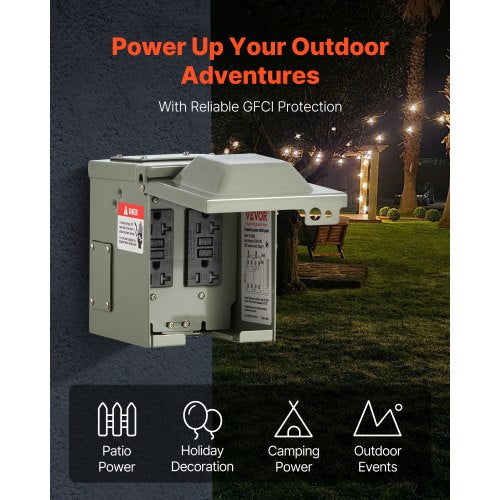 Outdoor Electrical Outlet Box Dual 20 AMP GFCI Receptacles Electrical