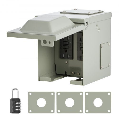 Outdoor Electrical Outlet Box Dual 20 AMP GFCI Receptacles Electrical