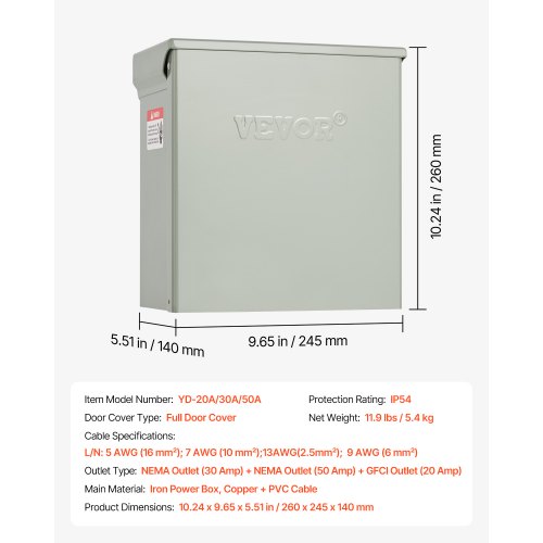 Temporary Power Outlet Panel 20 30 50 Amp RV EV Electrical Outlet Panel