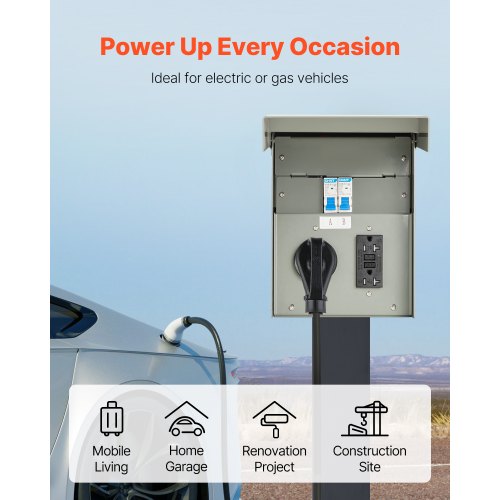 Temporary Power Outlet Panel 20 30 Amp RV EV Electrical Outlet Panel with NEMA