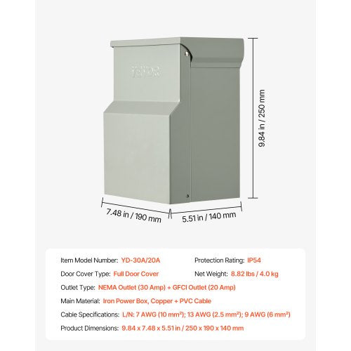 Temporary Power Outlet Panel 20 30 Amp RV EV Electrical Outlet Panel with NEMA