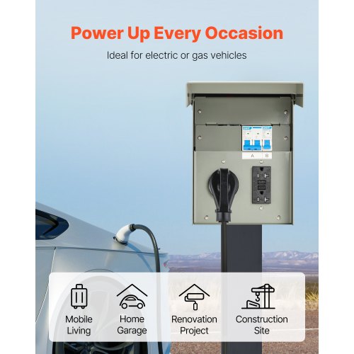 Temporary Power Outlet Panel 20 50 Amp RV EV Electrical Outlet Panel with NEMA