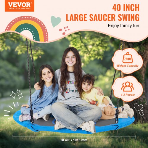 Tree Swing 40 Inch Saucer Swing 750lbs Weight Capacity 900D Oxford Fabric