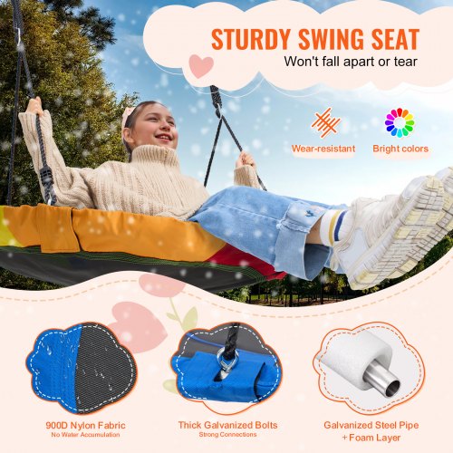 Tree Swing 40 Inch Saucer Swing 750lbs Weight Capacity 900D Oxford Fabric