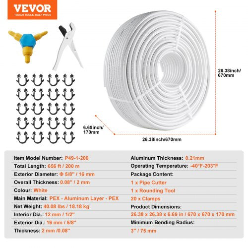PEXALPEX Tube 656ft 58 Diameter AluminumPlastic Composite Pipe