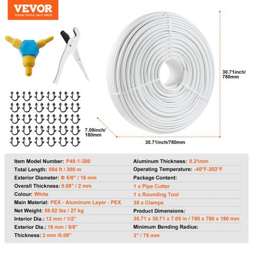 PEXALPEX Tube 984ft 58 Diameter AluminumPlastic Composite Pipe
