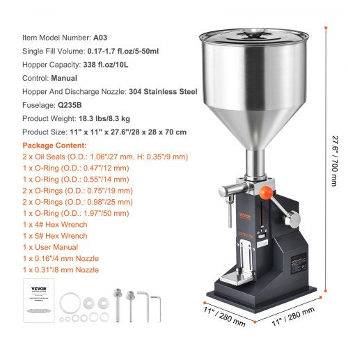Manual Paste Liquid Filling Machine 550ml Bottle Filler Adjustable Bottle