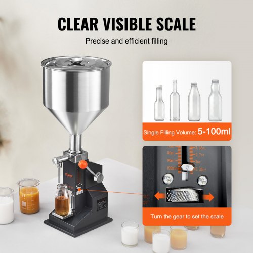 Manual Paste Liquid Filling Machine 5100ml Bottle Filler Adjustable