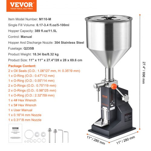 Manual Paste Liquid Filling Machine 5100ml Bottle Filler Adjustable
