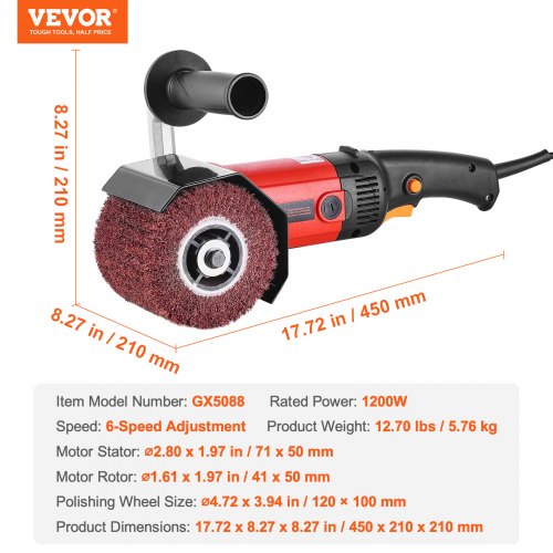 Burnishing Polishing Machine 1200W 6 Variable Speed Surface Conditioning