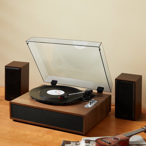 Vinyl Record Player 3Speed Belt Driven Turntable Player with Builtin 10W