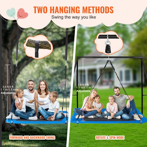 Platform Swing 60 Inch Platform Tree Swing for Kids and Adults 700lbs