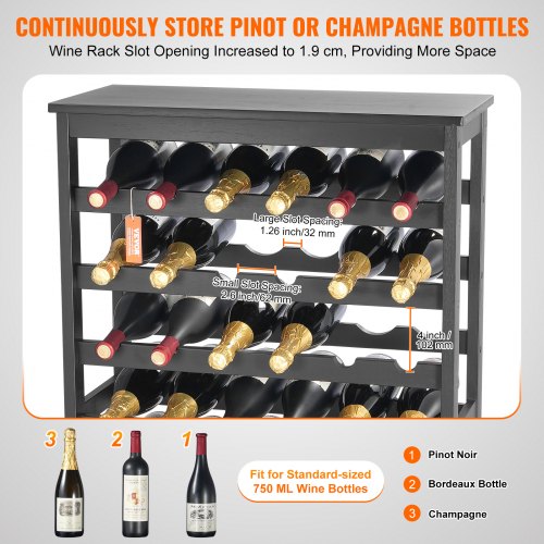 42 Bottle Modular Wine Rack 7Tier Solid Bamboo Wood Storage Racks with Table Top