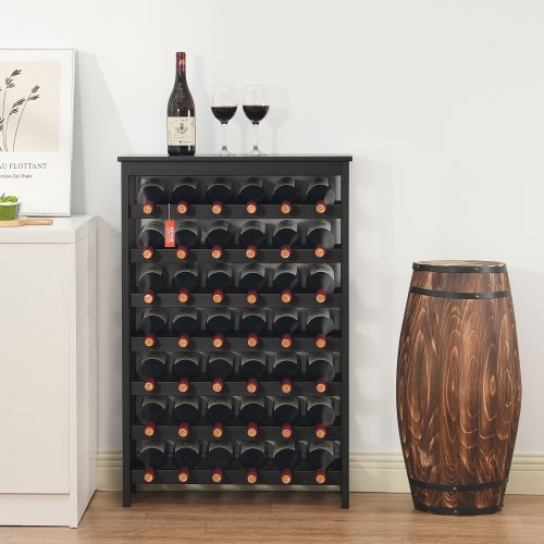 42 Bottle Modular Wine Rack 7Tier Solid Bamboo Wood Storage Racks with Table Top