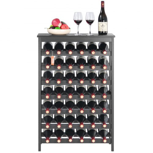 42 Bottle Modular Wine Rack 7Tier Solid Bamboo Wood Storage Racks with Table Top