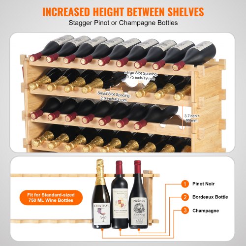 72 Bottle Upgrade Modular Wine Rack Continuously Store Pinot Bottles
