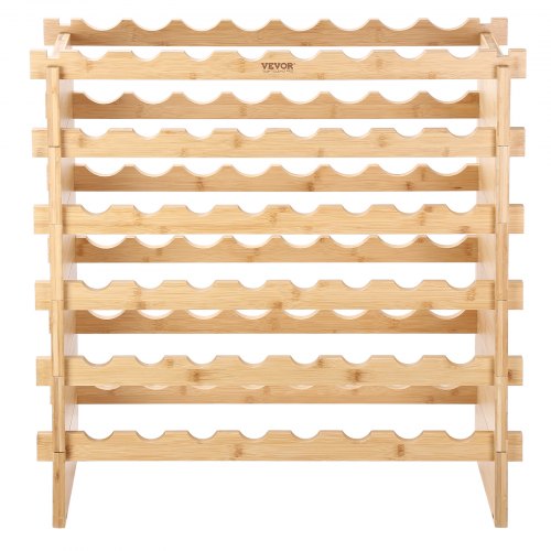 48 Bottle Stackable Modular Wine Rack 6Tier Solid Bamboo Wood Storage