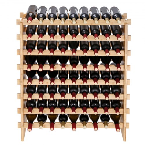 72 Bottle Stackable Modular Wine Rack 8Tier Solid Bamboo Wood Storage