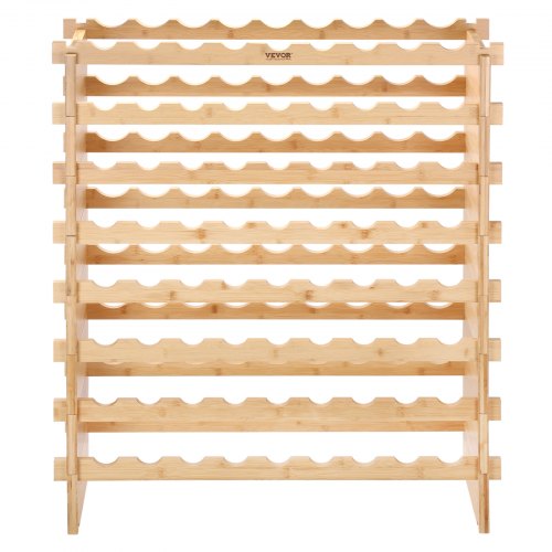 72 Bottle Stackable Modular Wine Rack 8Tier Solid Bamboo Wood Storage