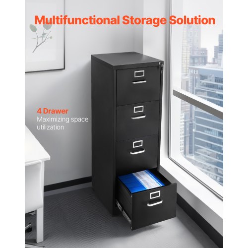 4 Drawer File Cabinet with Lock Metal Vertical Filing Storage Cabinets for Home