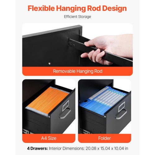 4 Drawer File Cabinet with Lock Metal Vertical Filing Storage Cabinets for Home