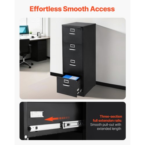 4 Drawer File Cabinet with Lock Metal Vertical Filing Storage Cabinets for Home