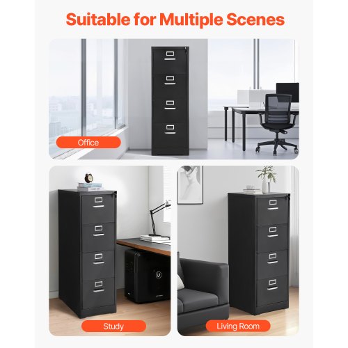 4 Drawer File Cabinet with Lock Metal Vertical Filing Storage Cabinets for Home