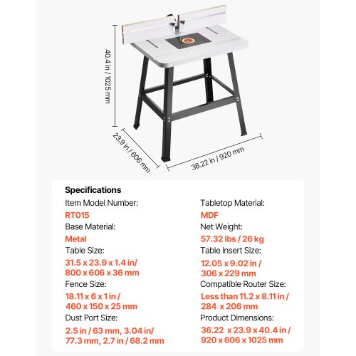 Precision Router Table System 31.5 in x 23.9 in Routing Table Accessory