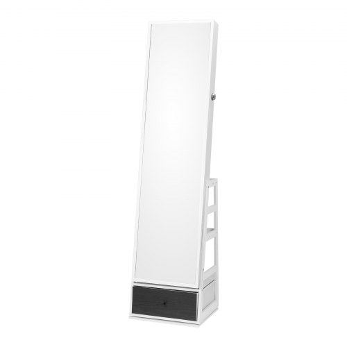 Mirror Jewelry Cabinet 360° Swivel Standing Mirror with Storage Lockable