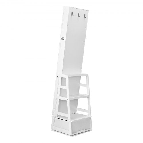 Mirror Jewelry Cabinet 360° Swivel Standing Mirror with Storage Lockable