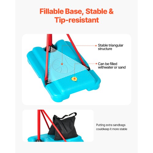 Kids Basketball Hoop Height Adjustable Portable Basketball Court with Fillable