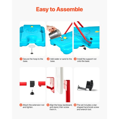 Kids Basketball Hoop Height Adjustable Portable Basketball Court with Fillable